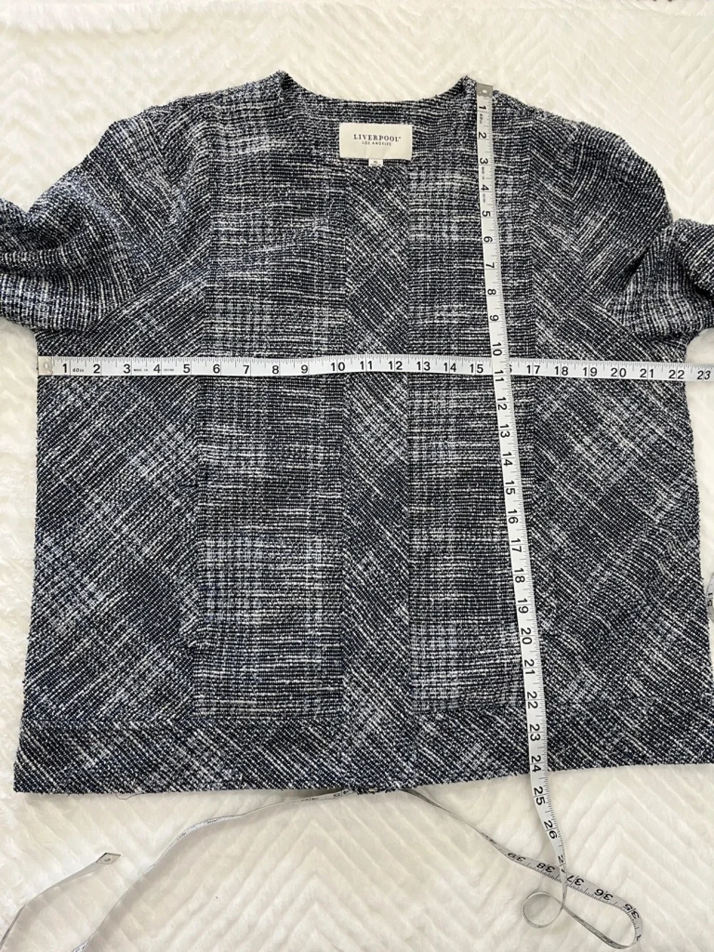 Liverpool Tweed Boucle Motorcycle‎ Blazer Jacket Navy white xl